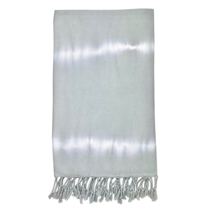 Gray tie-dye Turkish beach towel with a stripe pattern and soft cotton.