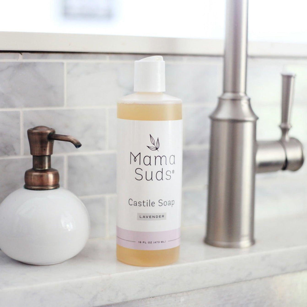 Pure castile all-purpose liquid soap with a pump dispenser.