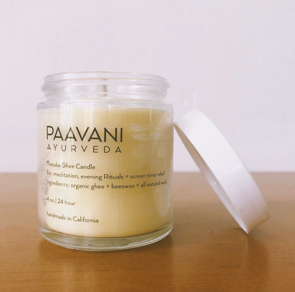 Organic ghee trataka meditation candle.