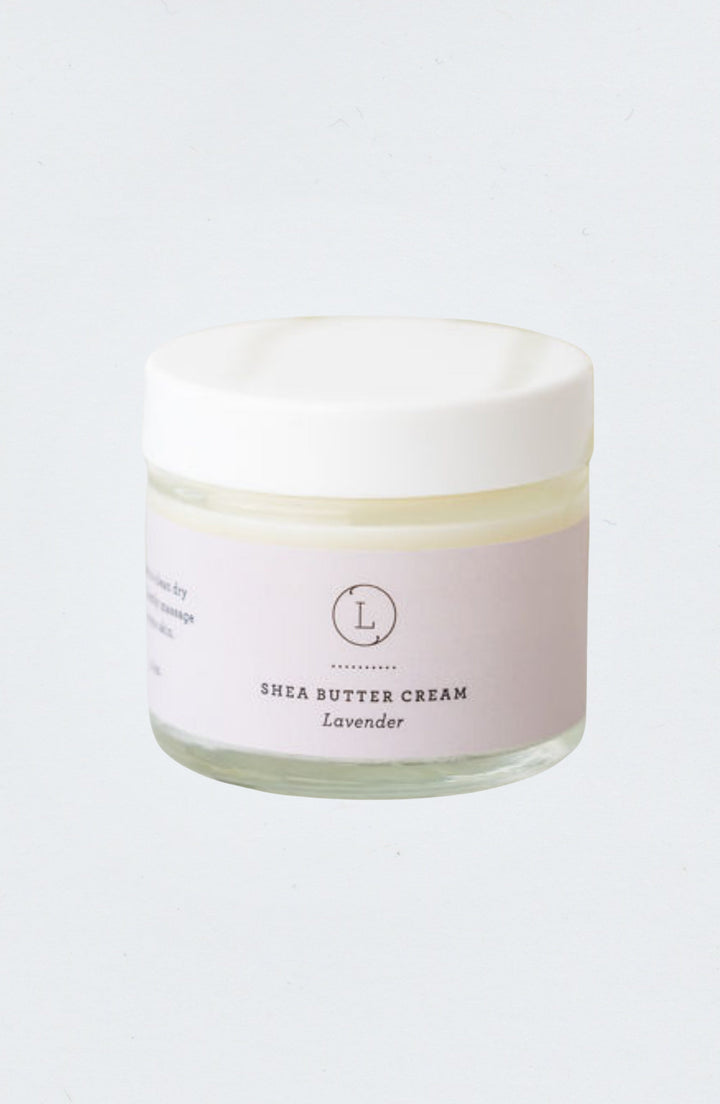 Lizush lavender shea butter body cream, a natural moisturizer in a jar.