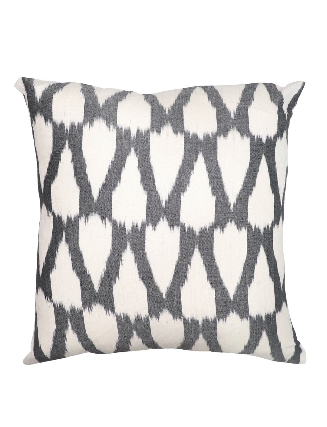 Handwoven black and white cotton throw pillow cover with a woven texture.