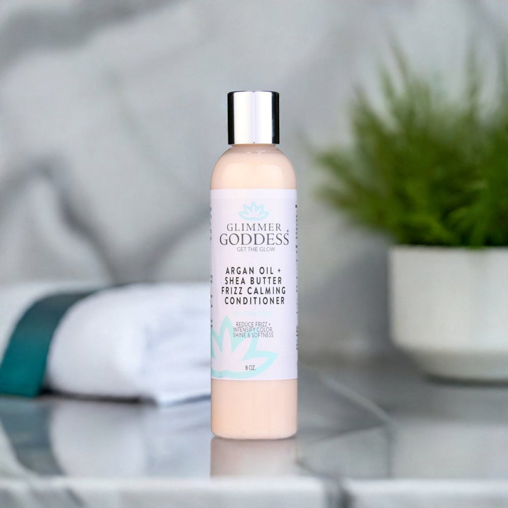 Organic argan hair conditioner with shea butter, moisturizing treatment.