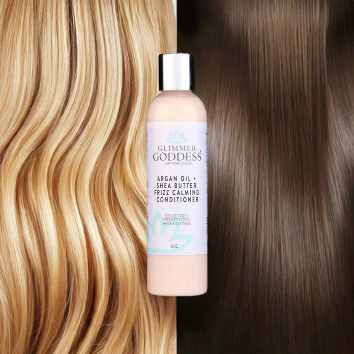 Organic argan hair conditioner with shea butter, moisturizing treatment.