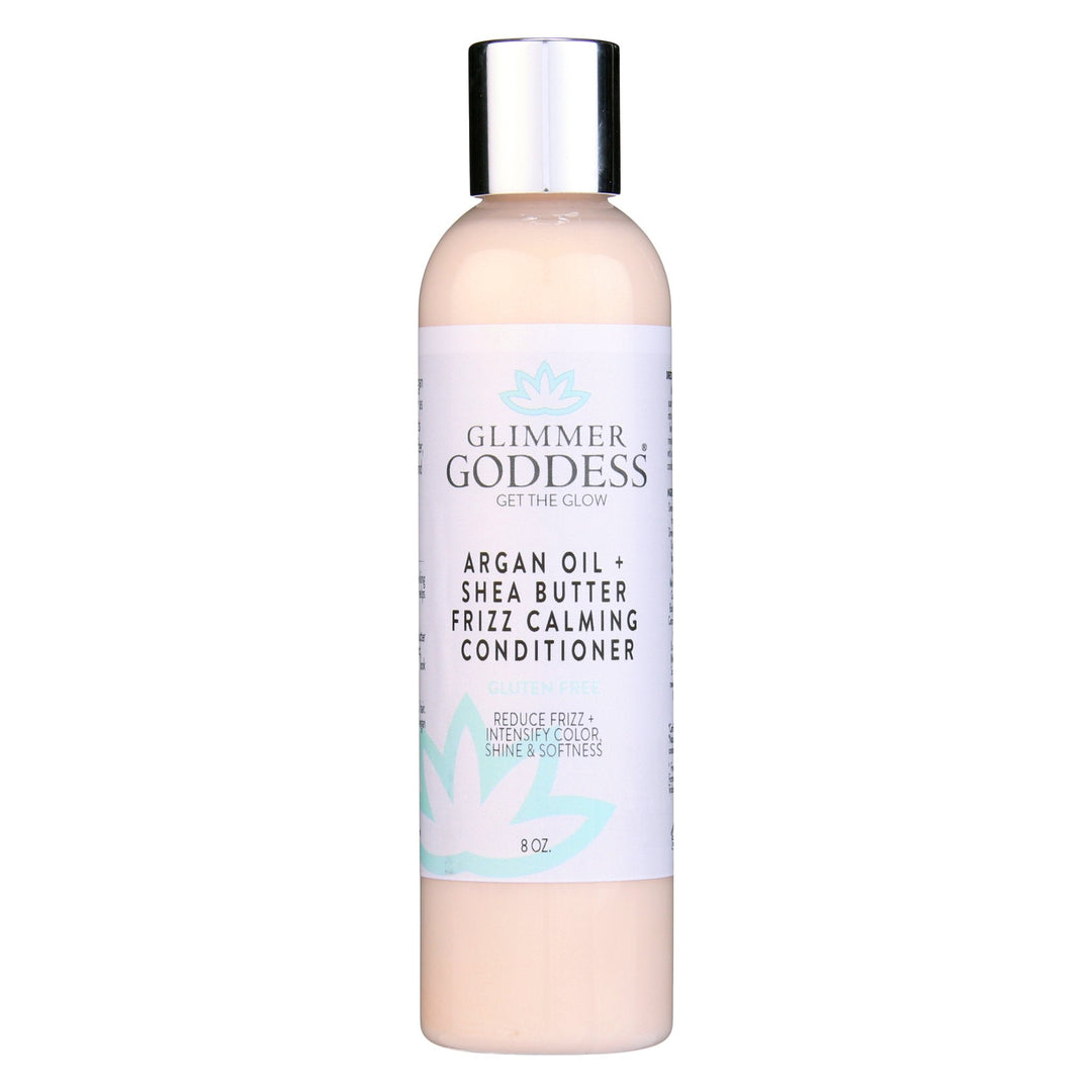 Organic argan hair conditioner with shea butter for moisturizing hair care.