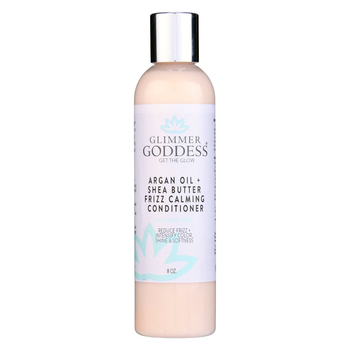 Organic argan hair conditioner with shea butter for moisturizing hair care.