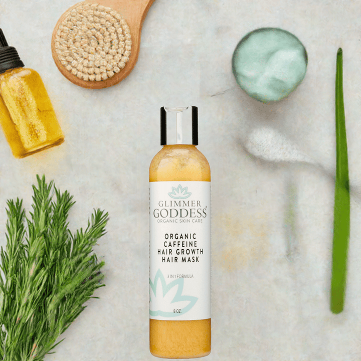 Organic caffeine hair mask, volumizing formula in a jar.
