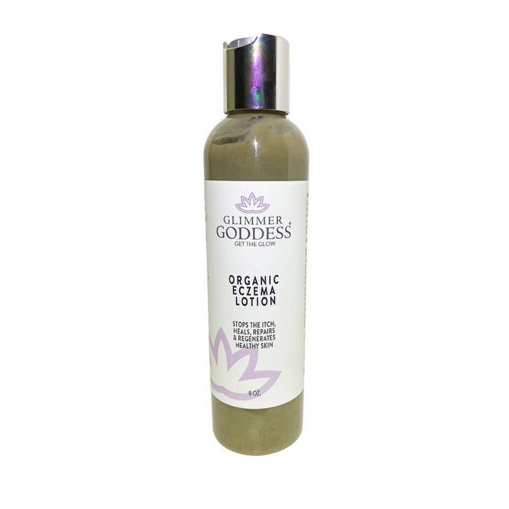 Organic eczema lotion with natural ingredients for dry, sensitive skin.