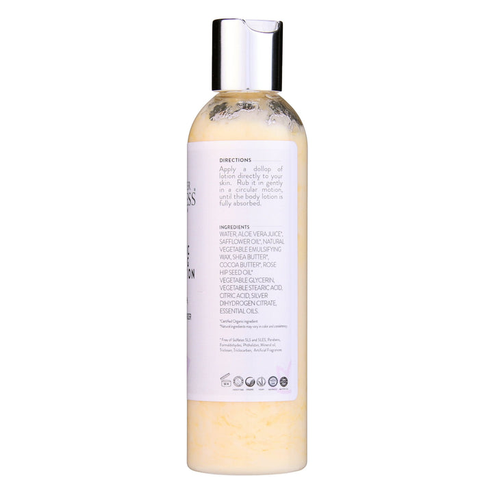 Organic firming body lotion with collagen in a pump bottle.