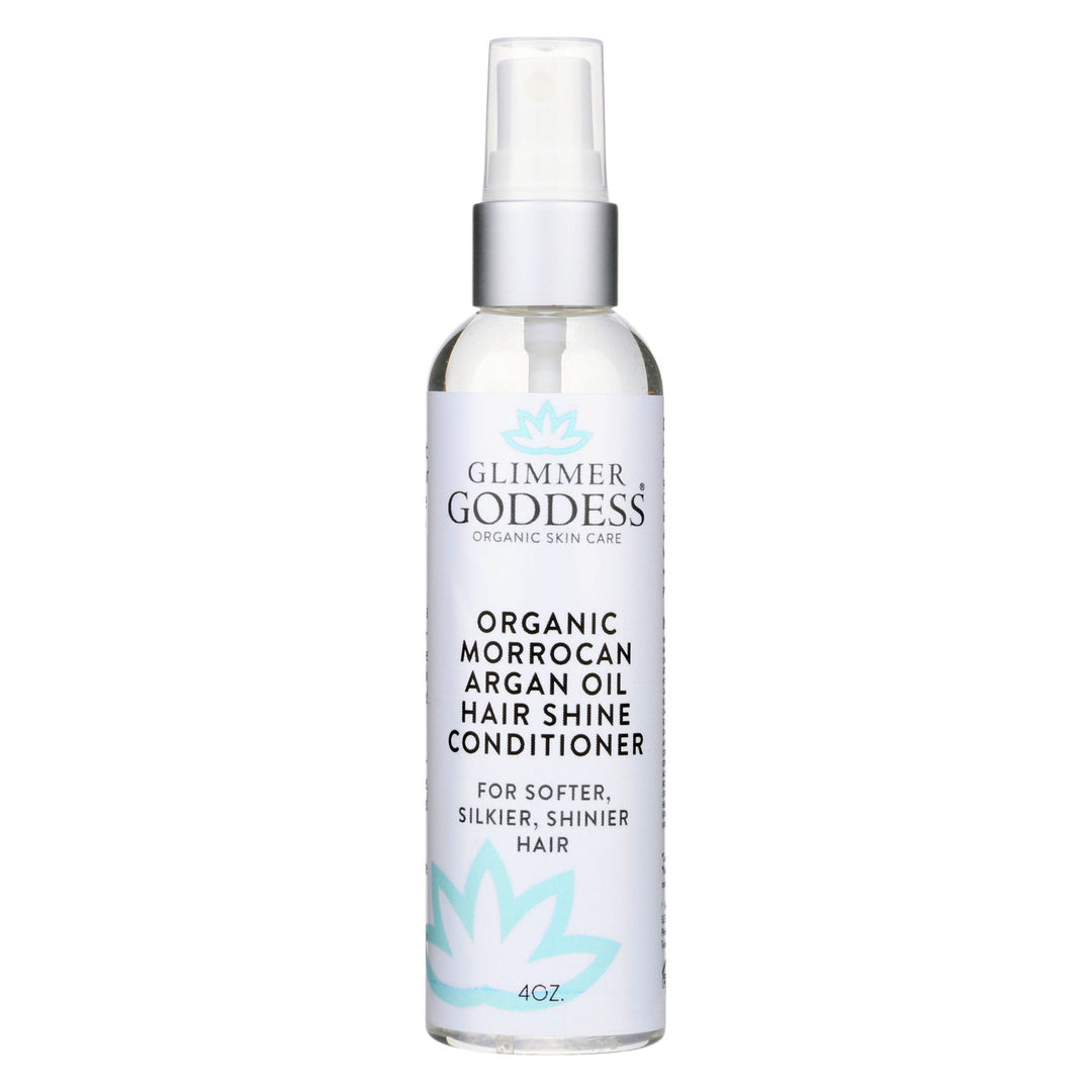 Organic Moroccan argan oil hair shine spray for glossy hair.