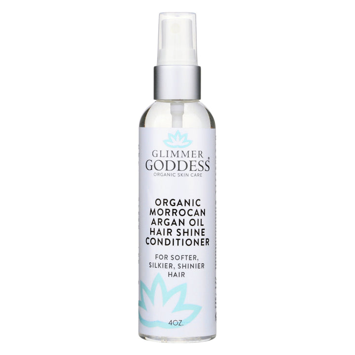 Organic Moroccan argan oil hair shine spray for glossy hair.