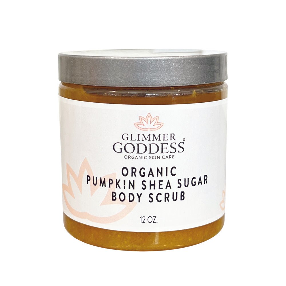 Organic pumpkin sugar body scrub with shea butter, textured scrub in a jar.