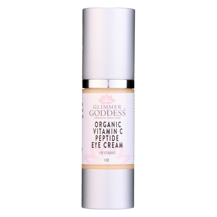 Organic vitamin C eye serum in a dropper bottle for brightening.