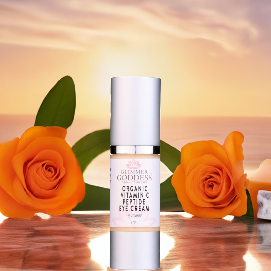 Organic vitamin C eye serum for brightening the under-eye area.