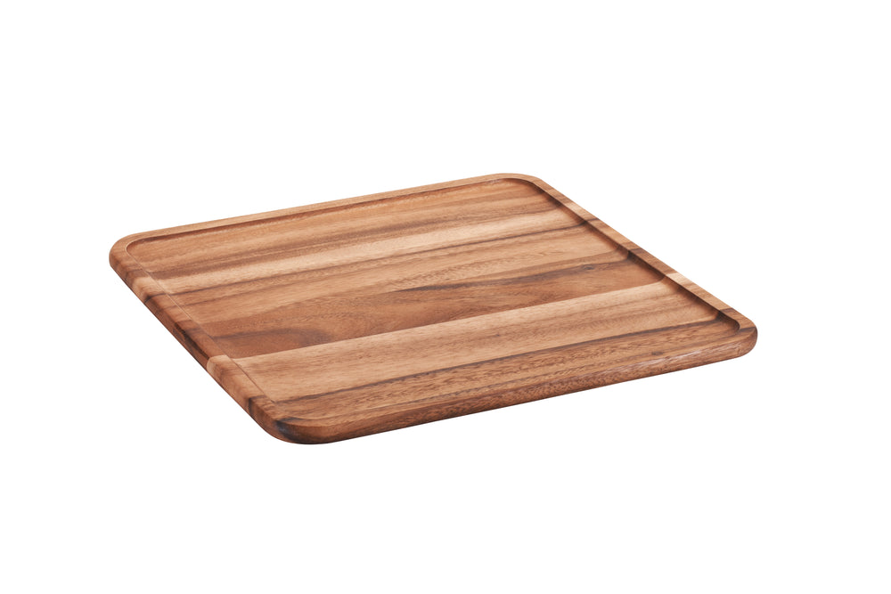 16-inch acacia wood square lazy Susan turntable with a smooth finish.