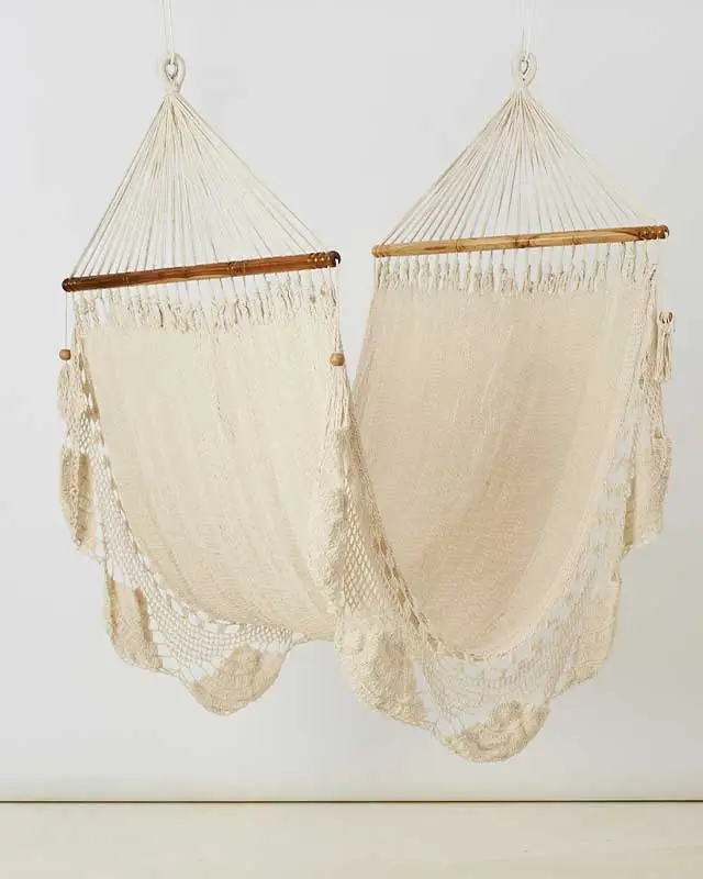 Handwoven cotton Nica hammock with soft, durable knotted construction.